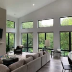 large modern living room in Nebraska with window installation from Tevelde and Co.