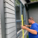 Window installer measuring for window replacement